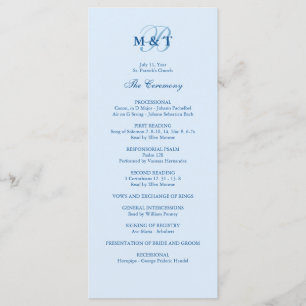 Sky Blue Monogram Programme de mariage