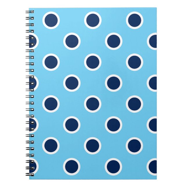 Sky Blue Spiral Carnet avec des Pois de marine (Devant)