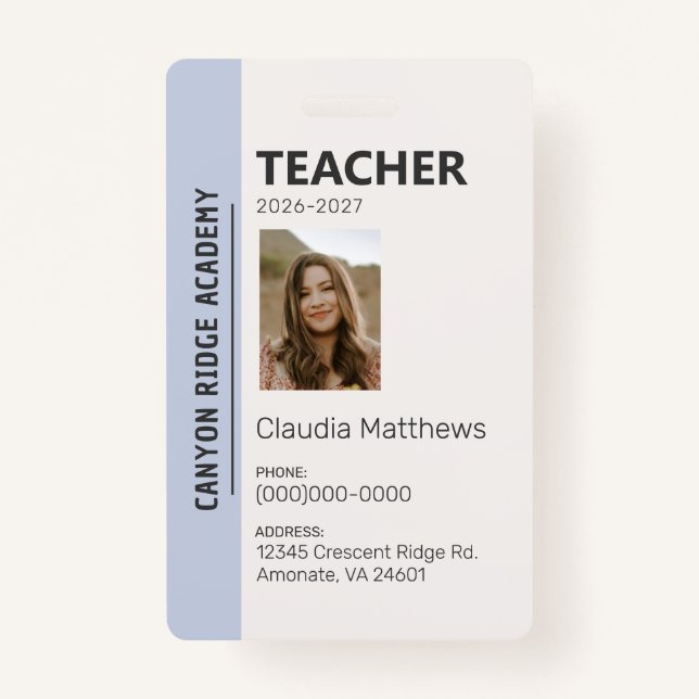 Sky Blue Stripe Homeschool Educator ID Badge (Devant)