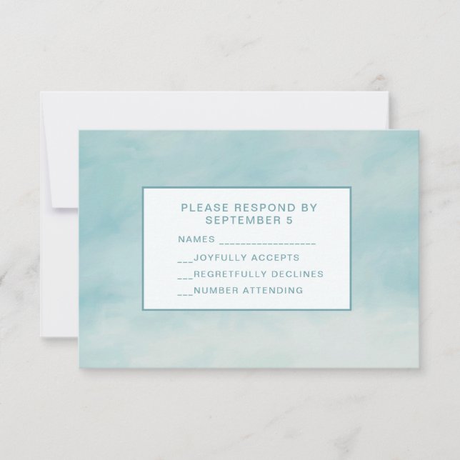 Sky Clouds Blue RSVP Card Baby Boy Pastel (Devant)