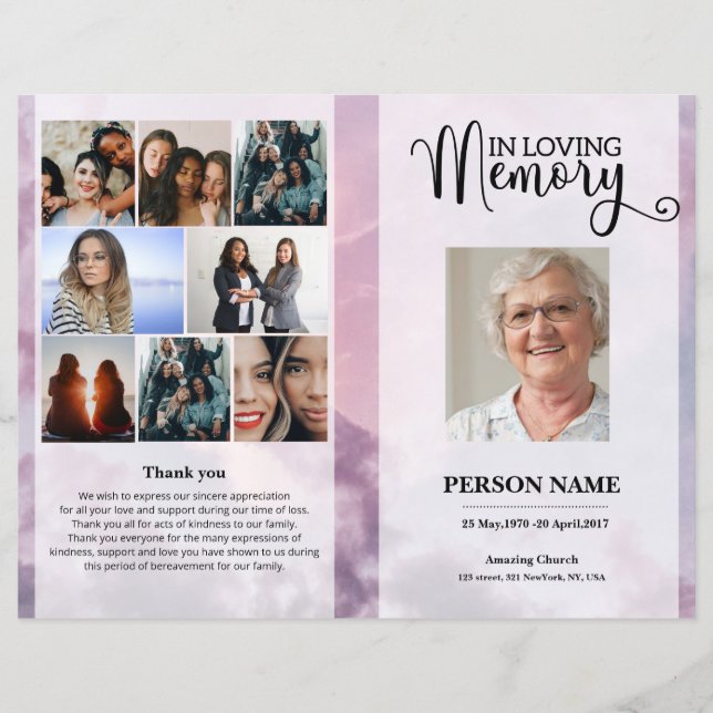 Sky  Funeral Program template (Devant)