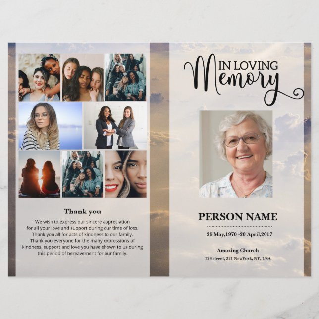 Sky Funeral Program template (Devant)