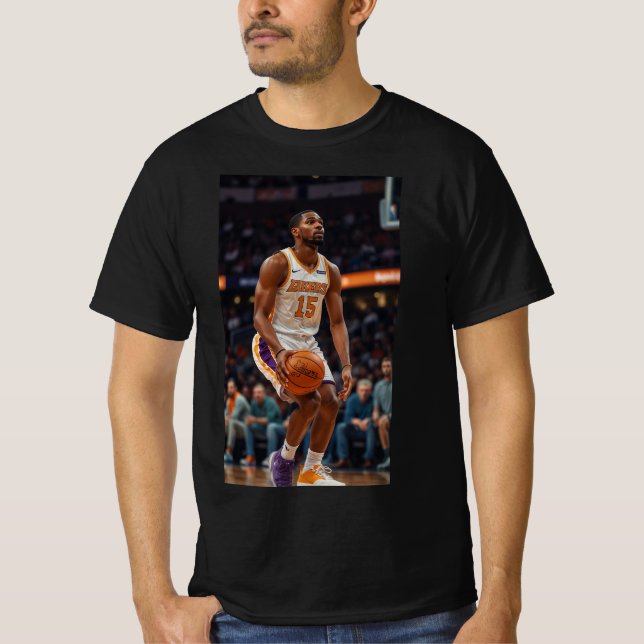 Sky High Hoops Basketball Player Silhouette Tshirt (Devant)