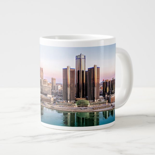 Skyline de Détroit à Dawn Jumbo Mug (Devant droit)