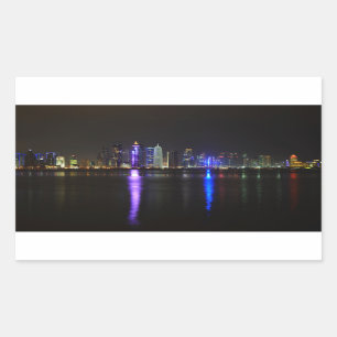 Skyline de Doha, Qatar à la nuit rectangle sticker