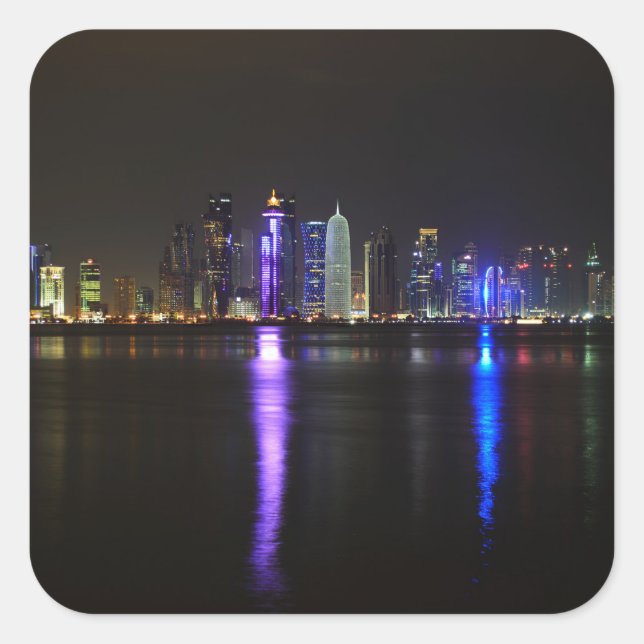 Skyline de Doha, Qatar sur autocollant de nuit (Devant)