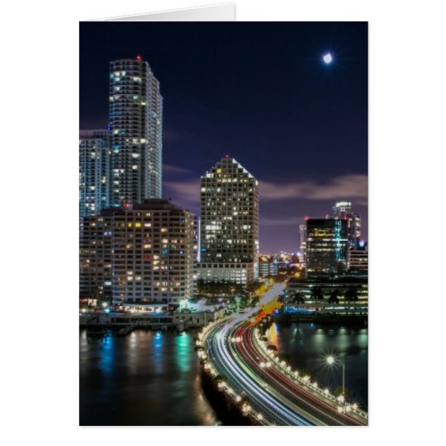 Skyline de Miami ville avec pont la nuit (Devant)