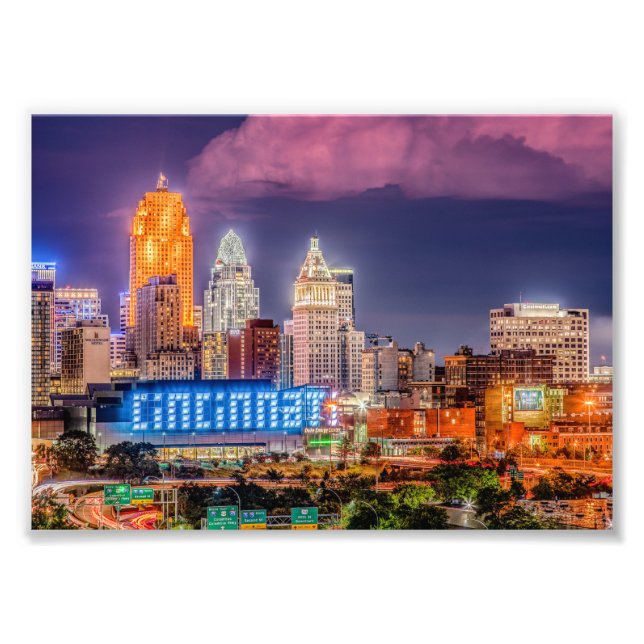 Skyline de nuit Cincinnati Ohio 2019 - Impression  (Devant)