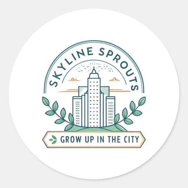 Skyline Sprouts Urban Farming Sticker | City Garde (Devant)