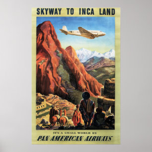 SKYWAY TO INCA LAND Tourisme Poster Vintage voyage
