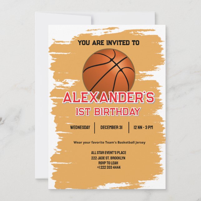 Slam Dunk First Birthday Bash Invitation (Devant)