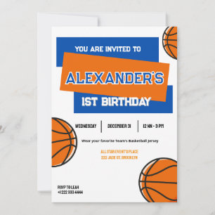 Slam Dunk First Birthday Bash Invitation