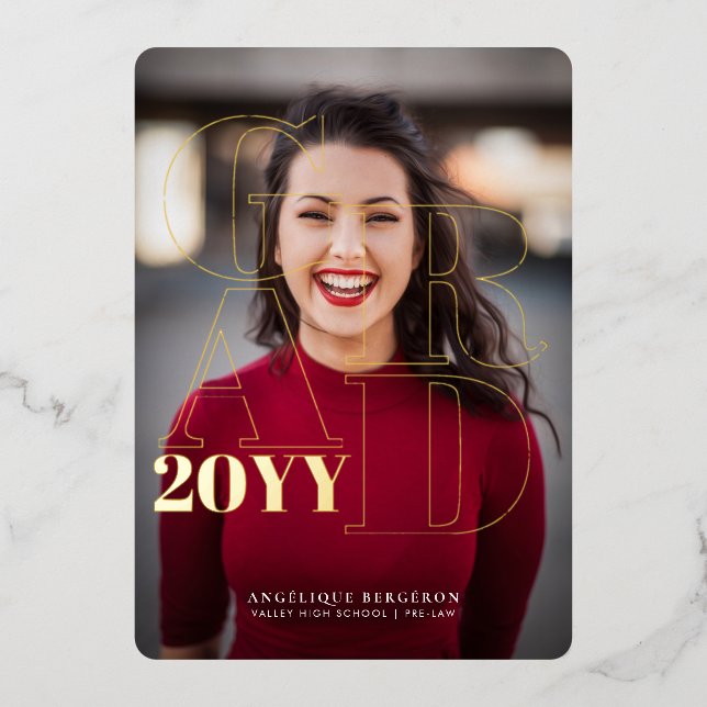 Sleek n Chic Graduation Foil Invitation (Recto)