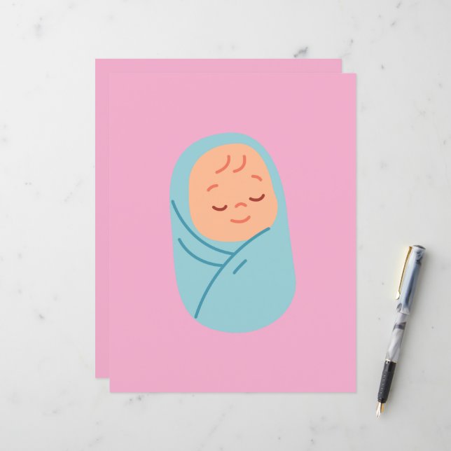 Sleeping Baby Swaddled in Blue (Devant/Arrière en situation)