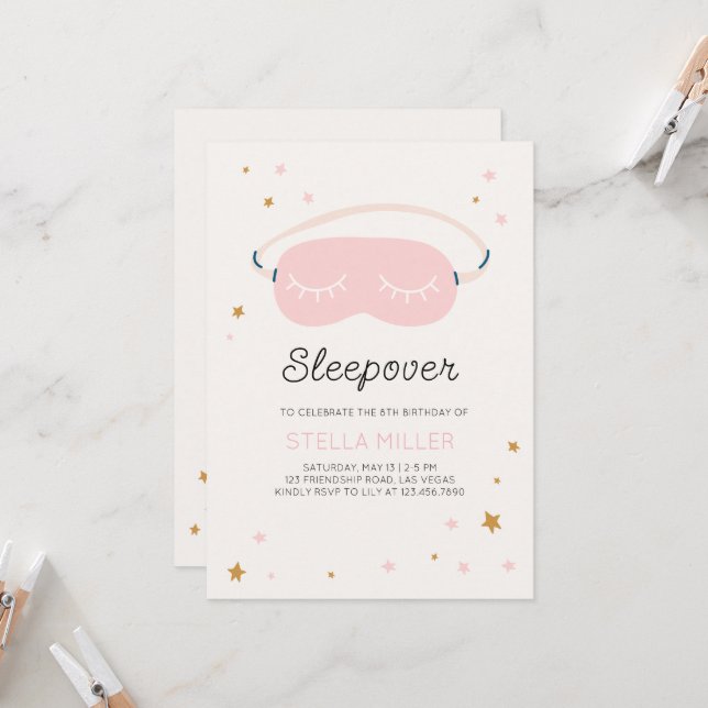 Sleepover Anniversaire Fête Invitation (Devant/Arrière en situation)