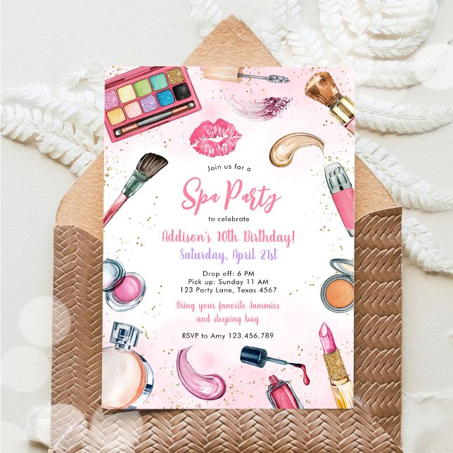 Sleepover Party Girl Spa Pink Birthday Invitation (Créateur téléchargé)