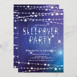 Sleepover Stars Anniversaire Fête Invitation