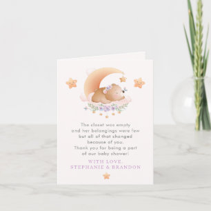 Sleepy Bear on Cloud Baby shower Merci Cartes