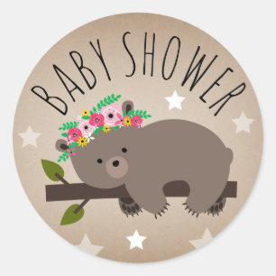 Sleepy Bear Stars Girl Sticker Baby shower