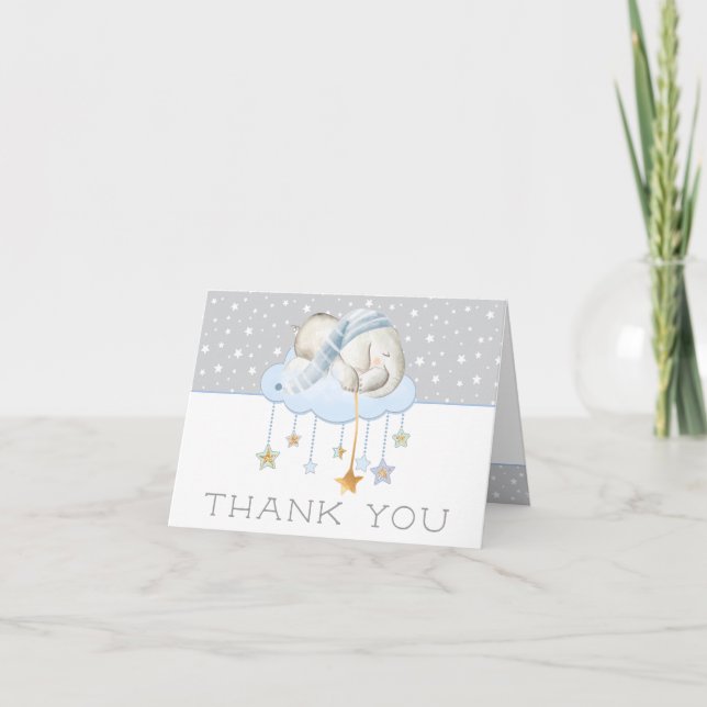 Sleepy Elephant Baby shower Merci Cartes (Devant)