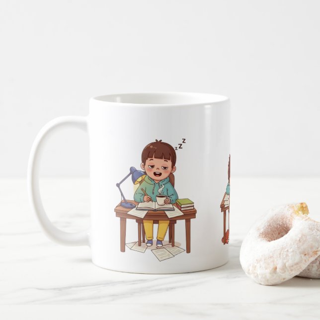Sleepy Studying Child Mug – Children’s Day Mug (Avec donut)