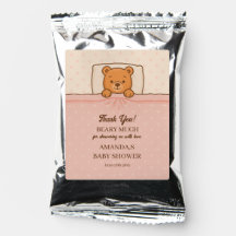Sleepy Teddy Bear Baby shower rose clair Boisson M