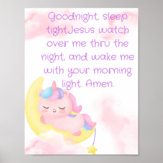 Sleepy unicorne prière Poster