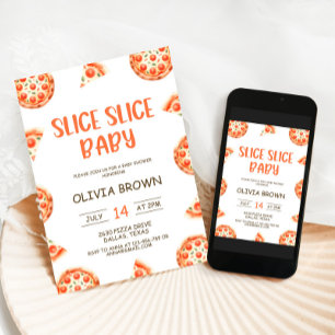 Slice Baby shower Invitation Pizza Douche