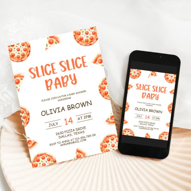 Slice Baby shower Invitation Pizza Douche (Créateur téléchargé)