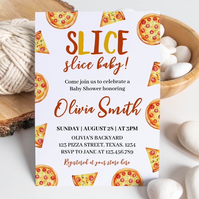 Slice Slice Baby Modern Pizza Douche Invitation (Créateur téléchargé)