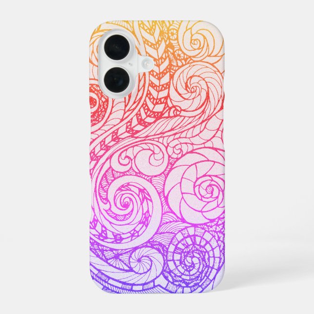 Slim Rainbow Doodle iPhone 16 Coque (Verso)