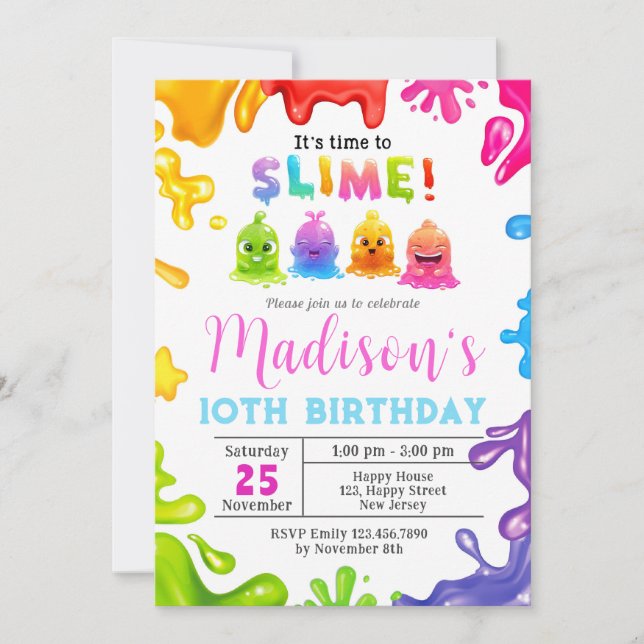 Slime Birthday Invitation (Devant)