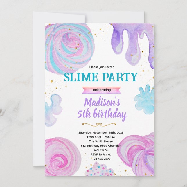 Slime Birthday party invitation (Devant)