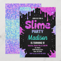 Slime Party Anniversday Invitation Parties scintil