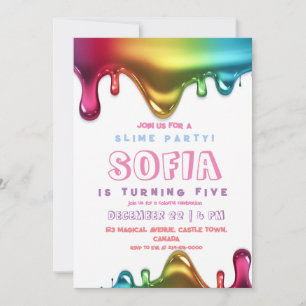 Slime Party Invitation Colorée Slime Anniversaire