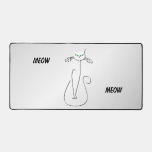 Slinky Black Cat Meow Meow Green Eyes sur argent