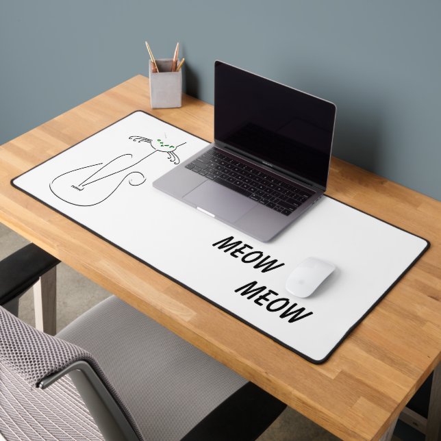 Slinky Black Cat Meow Meow Texte Personnalisé Yeux (Bureau 2)