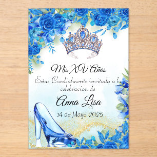 Slipper bleu nuit et Invitation de Crown Quinceañe