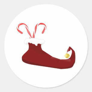Slipper rouge elfe avec Sticker rond Sucres de can