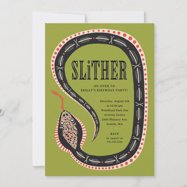 Slither Snake Invitation à la fête d'anniversaire  (Devant)
