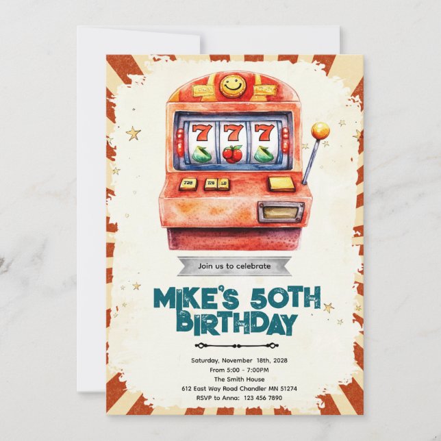 Slot Machine casino party invitation (Devant)