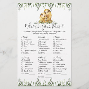 Sloth Animals Baby shower Ce qui est dans votre sa