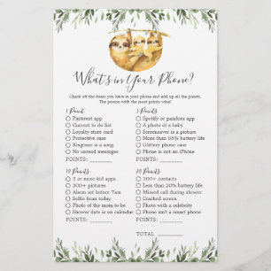 Sloth Animals Baby shower Ce qui est dans votre té