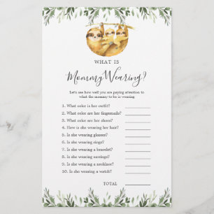 Sloth Animaux Baby shower Qu'est-ce que maman port