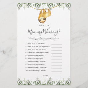 Sloth Animaux Baby shower Qu'est-ce que maman port