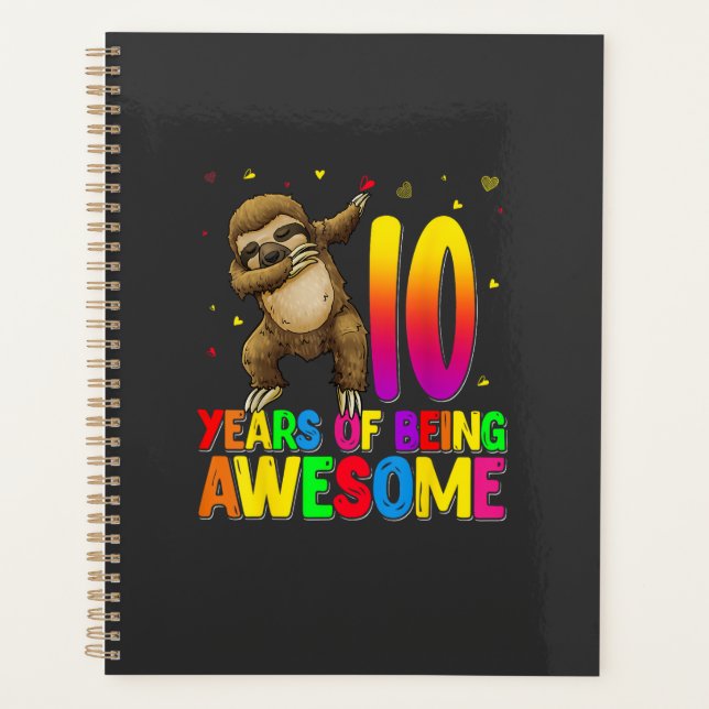 Sloth Anniversaire 10 Ans Dabbing T-Shirt 10ème An (Devant)