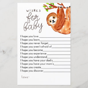 Sloth baby shower des souhaits de jeu pour bébé