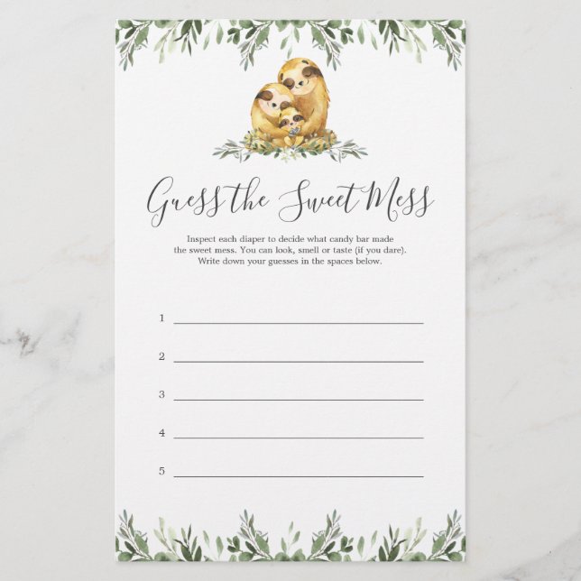 Sloth Baby shower Devine Le Mess Sweet (Devant)