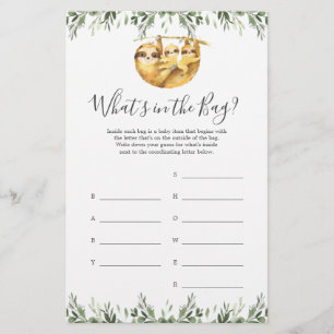 Sloth Baby shower Devinez ce qu'il y a dans le jeu