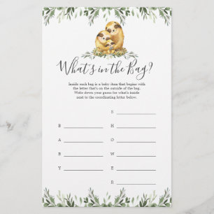 Sloth Baby shower Devinez ce qu'il y a dans le jeu